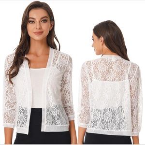 LOFT Open Sheer Cardigan White